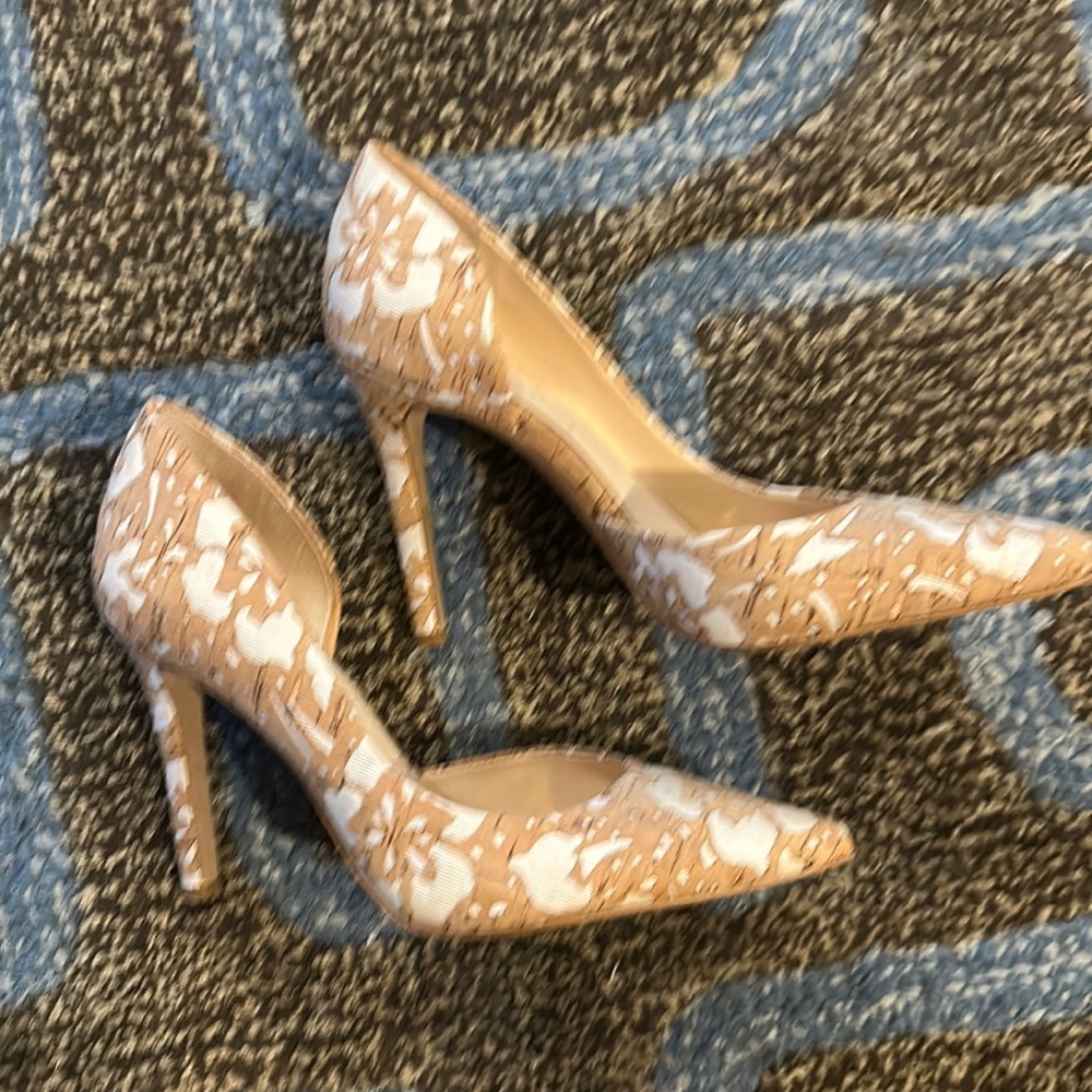 Jessica Simpson pumps floral cork and ivory fabric